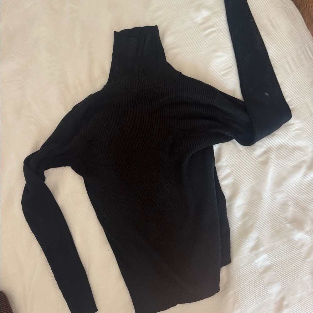 100% Silk Black Turtleneck Sweater